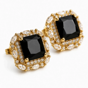 Black Elegance Halo Earrings