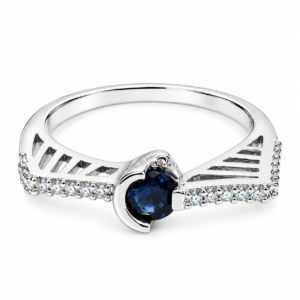 Elegant Blue Gemstone Pavé Ring