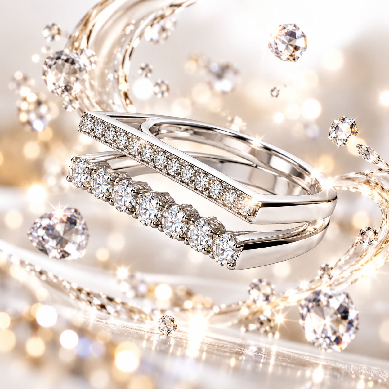 Elegant Double Band Sparkling Ring for Women - Image 3