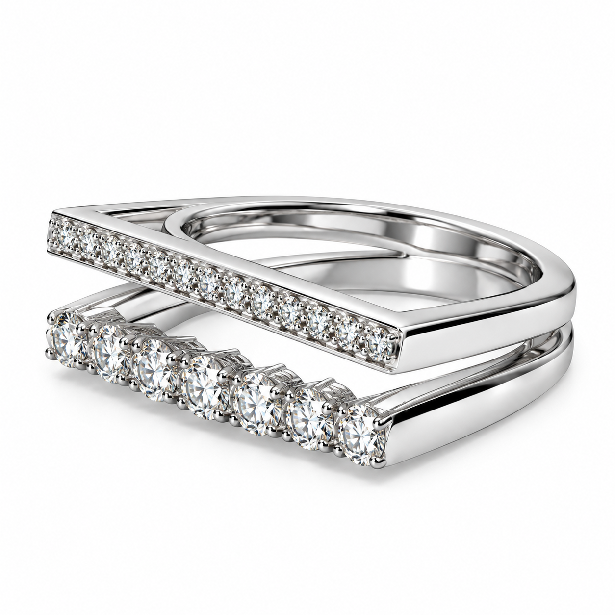 Elegant Double Band Sparkling Ring for Women