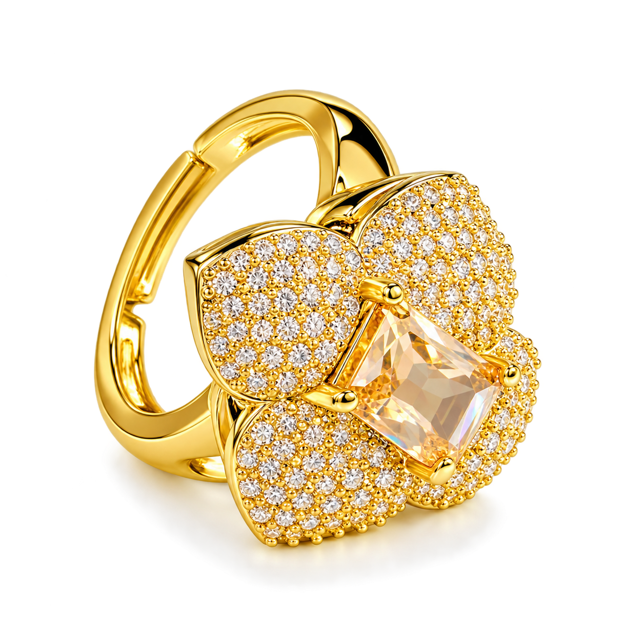 Elegant Floral Gold Ring - Image 5