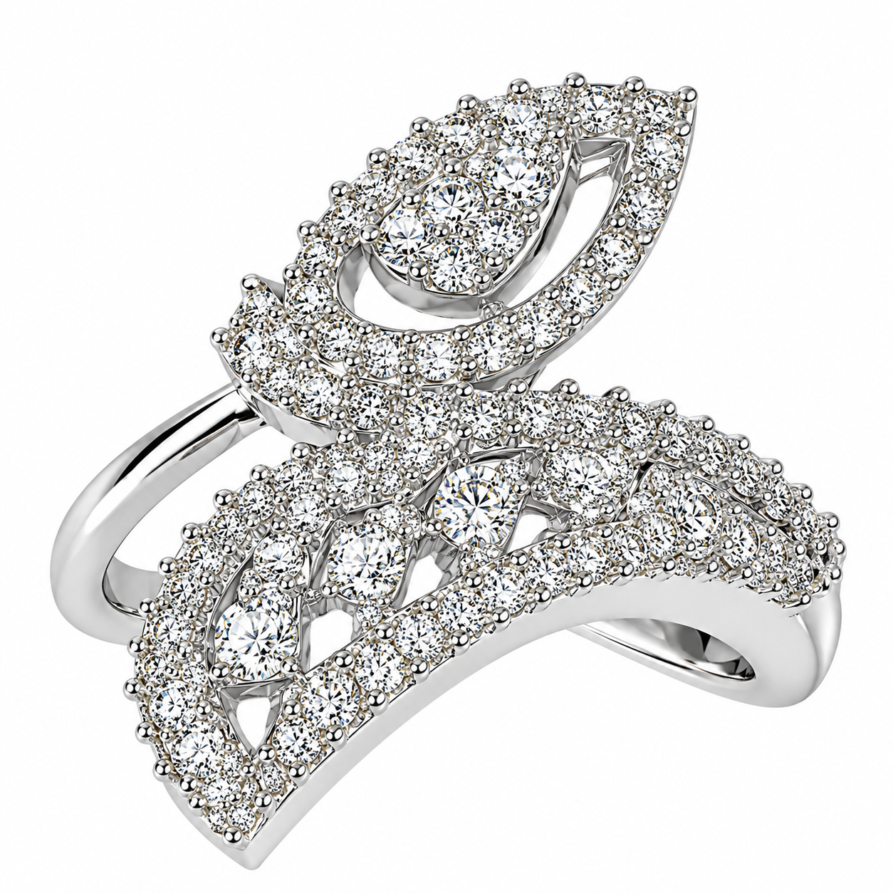 Elegant Floral Leaf Statement Ring