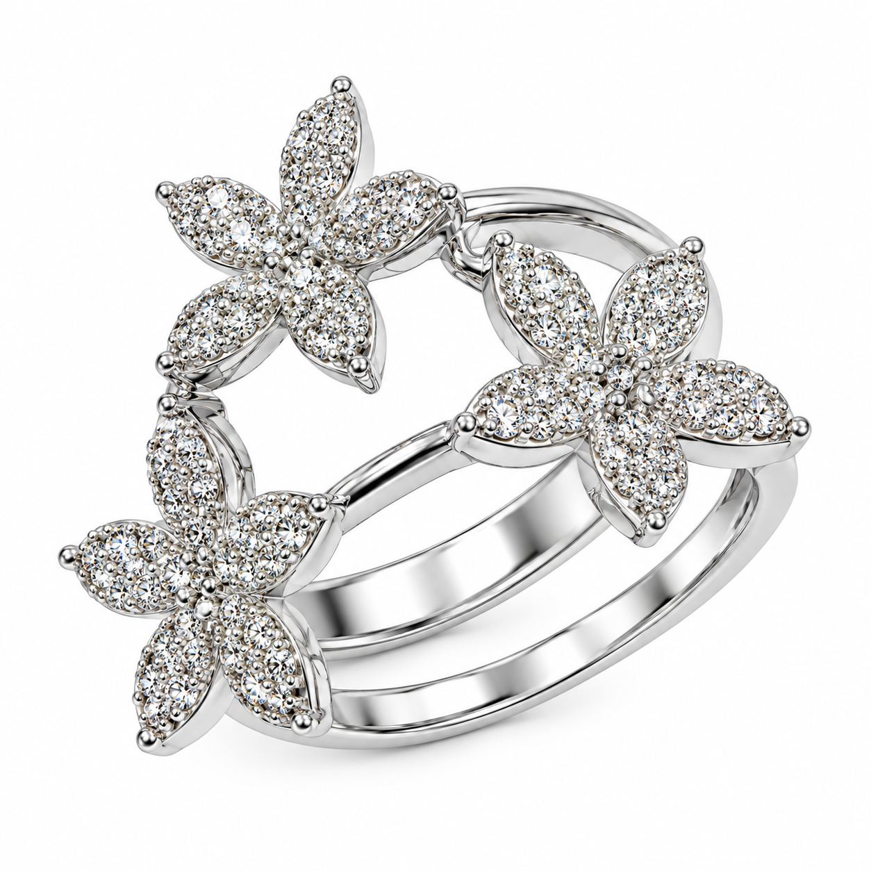 Elegant Floral Sparkling Statement Ring for Women
