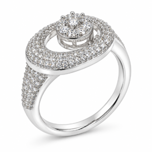 Elegant Halo Cluster Diamond Ring