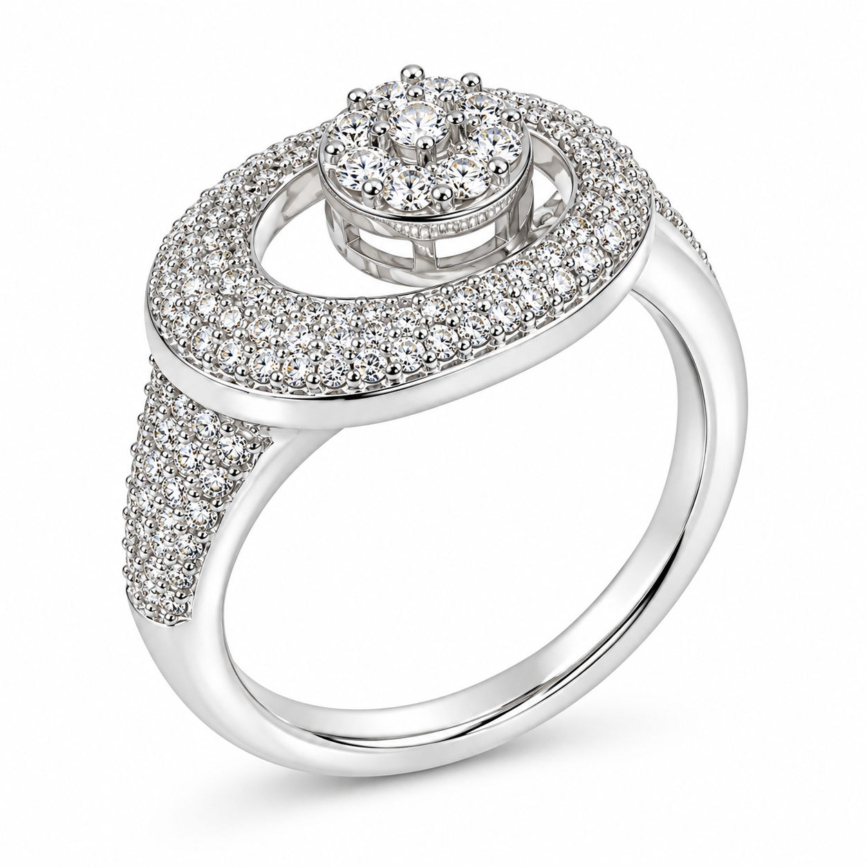 Elegant Halo Cluster Diamond Ring