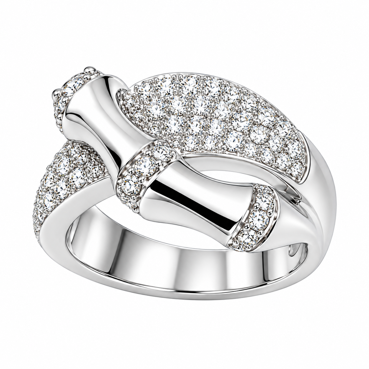 Elegant Pavé Crossover Ring – Sparkling Statement Jewelry