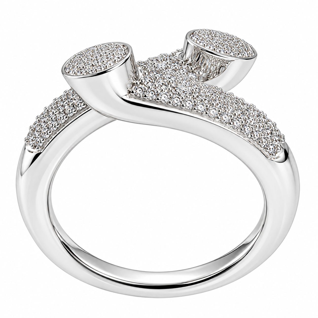 Elegant Pavé Crossover Statement Ring
