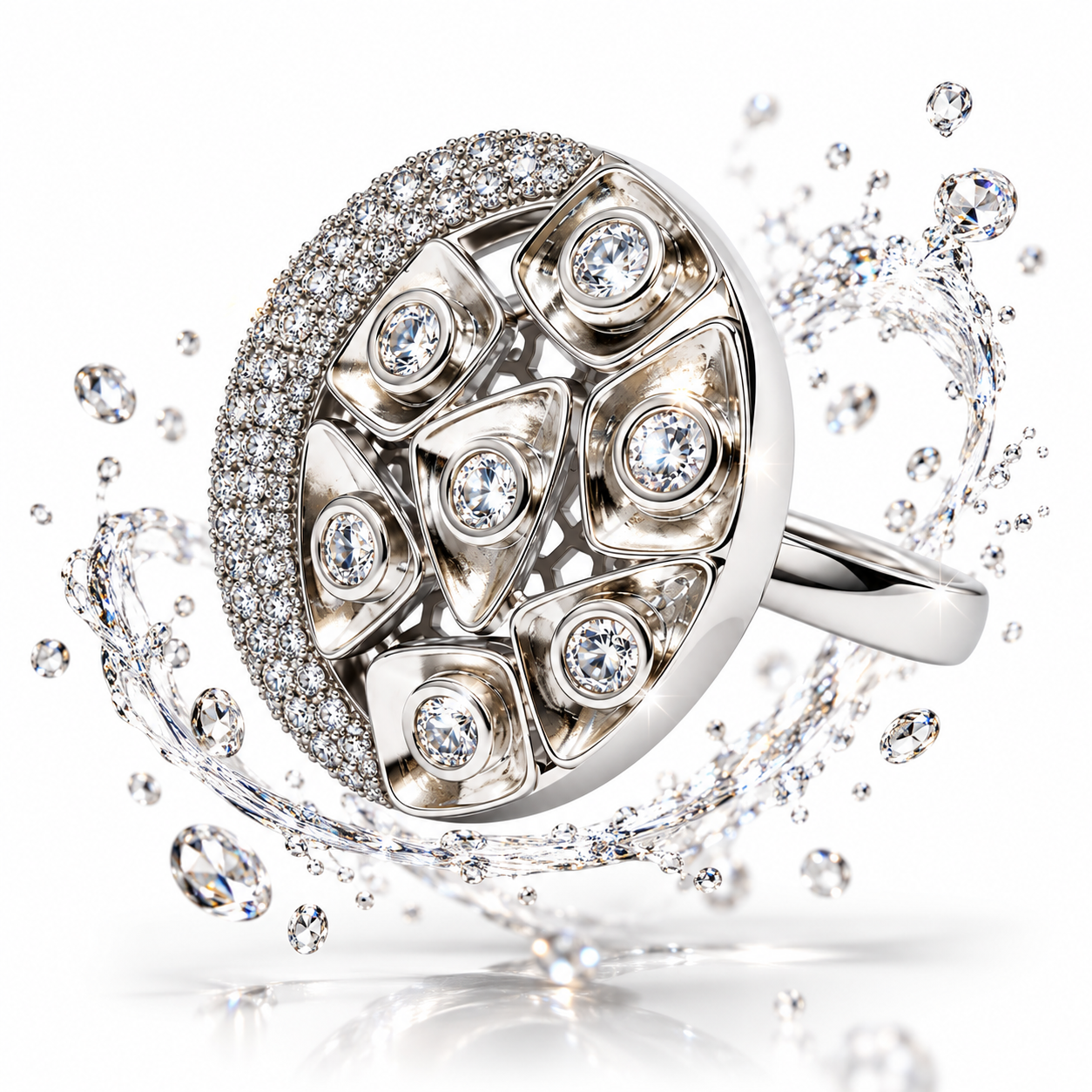 Elegant Sparkling Cluster Statement Ring for Women - Image 2