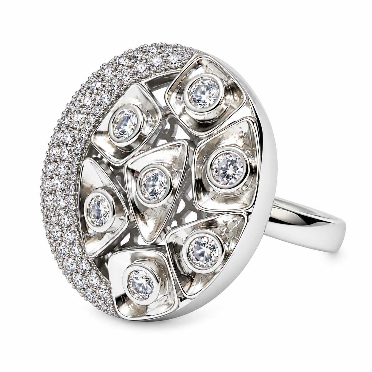 Elegant Statement Cluster Ring