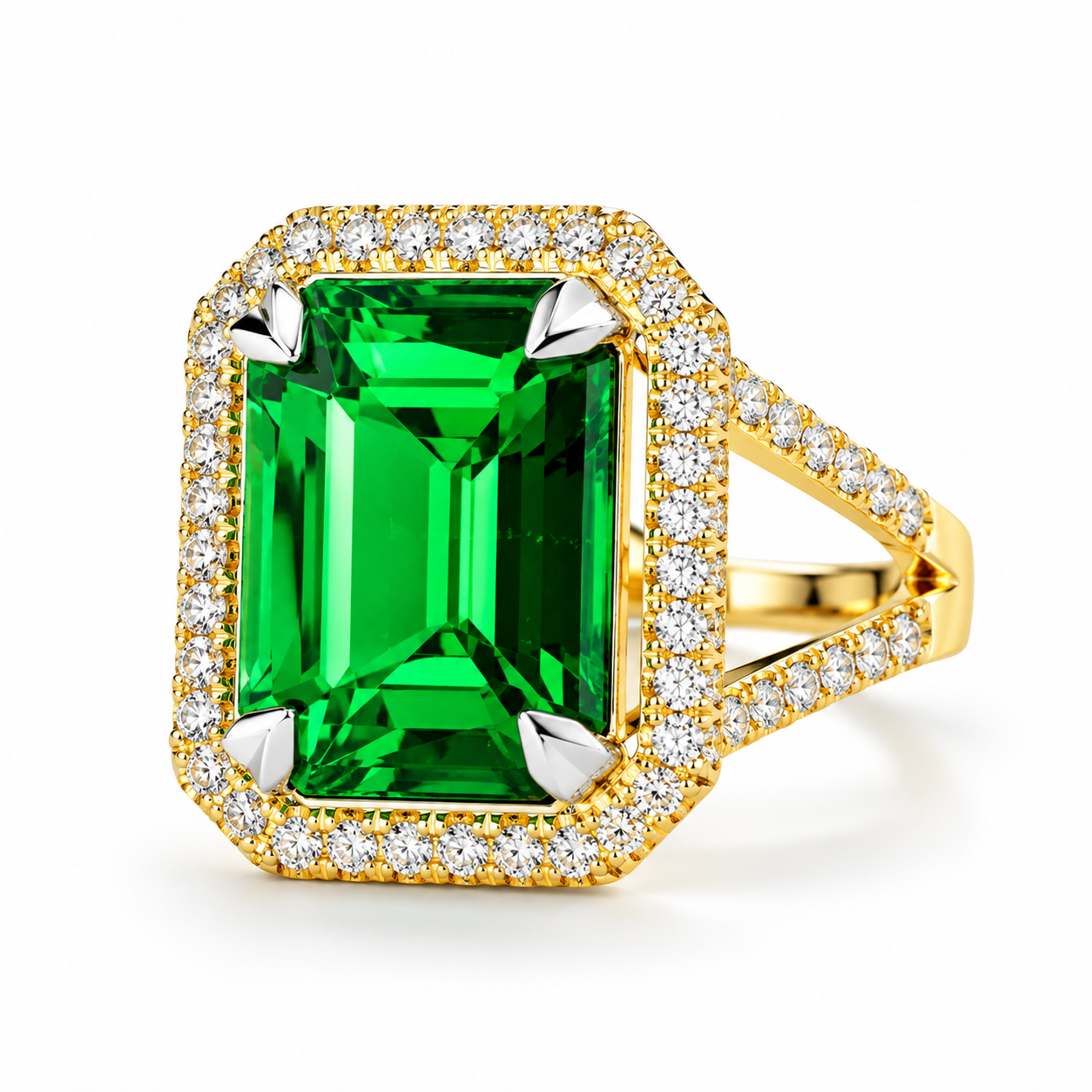 Emerald Cut Green Gemstone Statement Ring