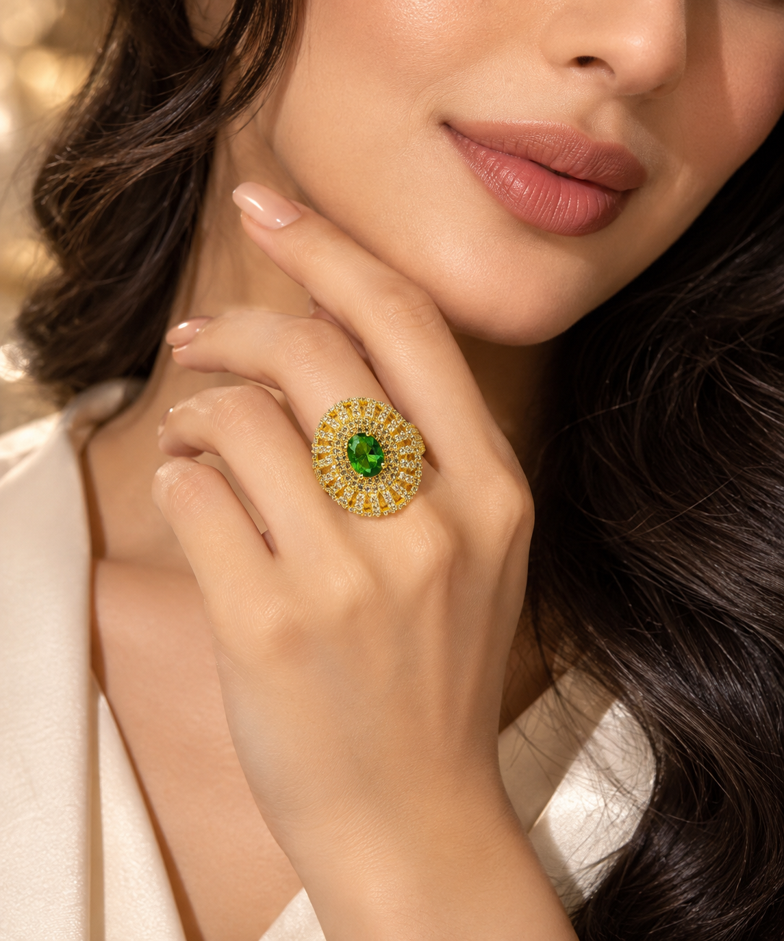Emerald Green Statement Ring - Image 5