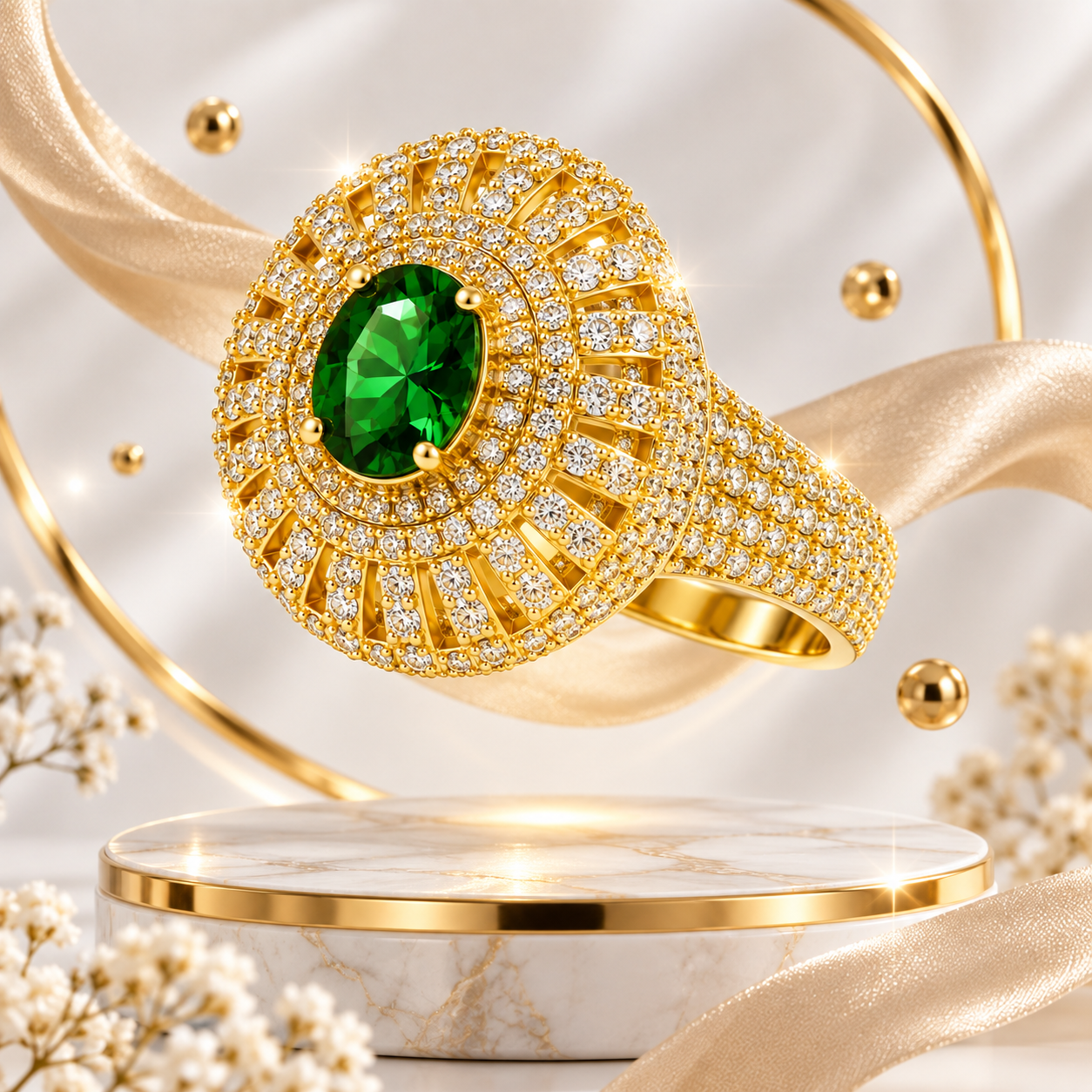 Emerald Green Statement Ring - Image 2