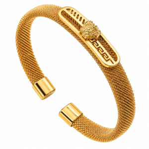 Lion Motif Mesh Cuff Bracelet