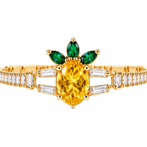 Golden Yellow Gemstone Floral Bracelet