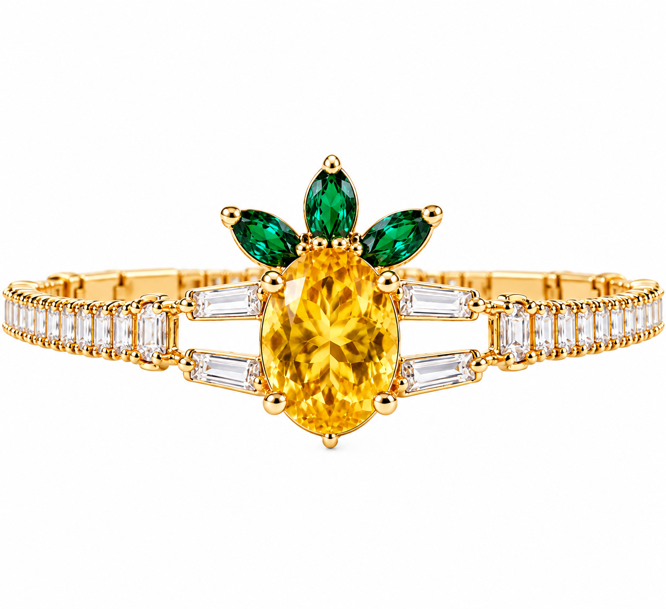 Golden Yellow Gemstone Floral Bracelet