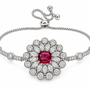 Ruby Red Floral Statement Bracelet