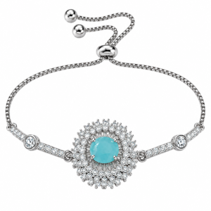 Turquoise Blue Crystal Halo Bracelet for Women